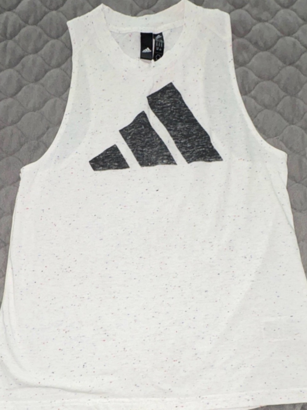adidas White Sleeveless Tank with Black Logo